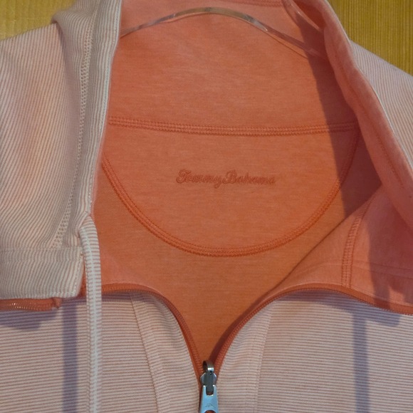 Tommy Bahama Coral Pink Quarter Zip Hoodie Tunic Pullover Women's Swim Coverup - Picture 13 of 16